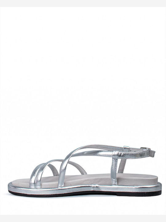 Damen Flache Sandalen Silber