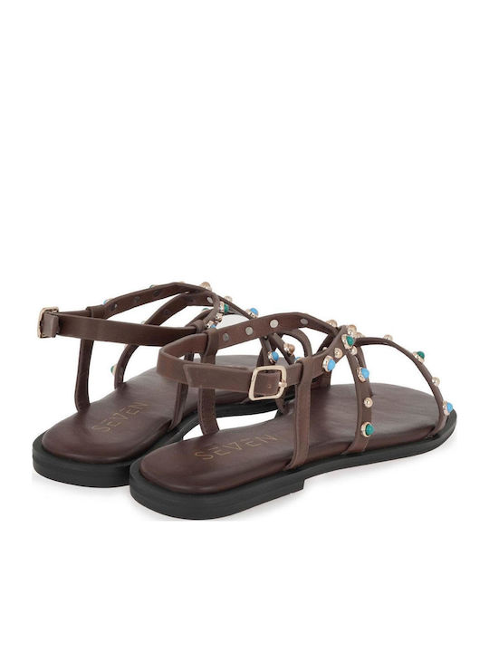 Damen Flache Sandalen Braun