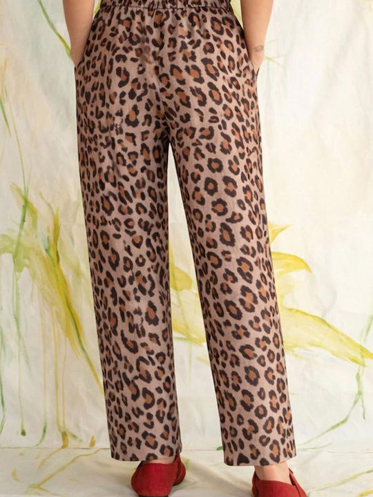 Madame Shou Shou Γυναικείο Υφασμάτινο Παντελόνι Λεοπάρ Leopard
