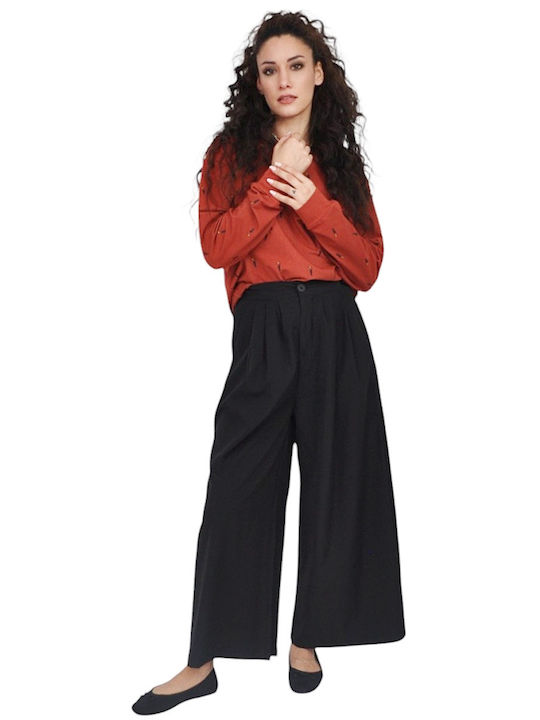 Damen Stoffhose mit Gummiband in Gerader Bein Stil Rot