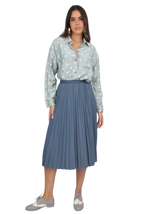 Langärmeliges Damenhemd Grün Polka Dot