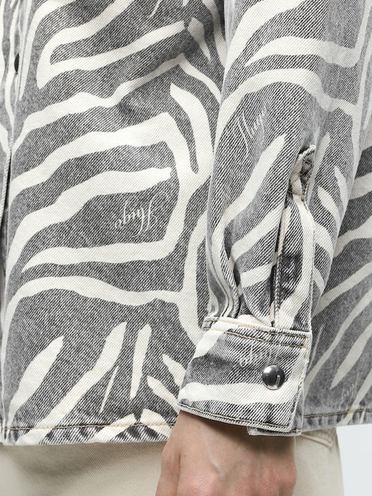 Long Women's Jean Jacket Animal Print