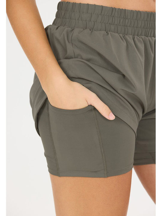 Pantaloni Scurți Sport Kaki pentru Femei