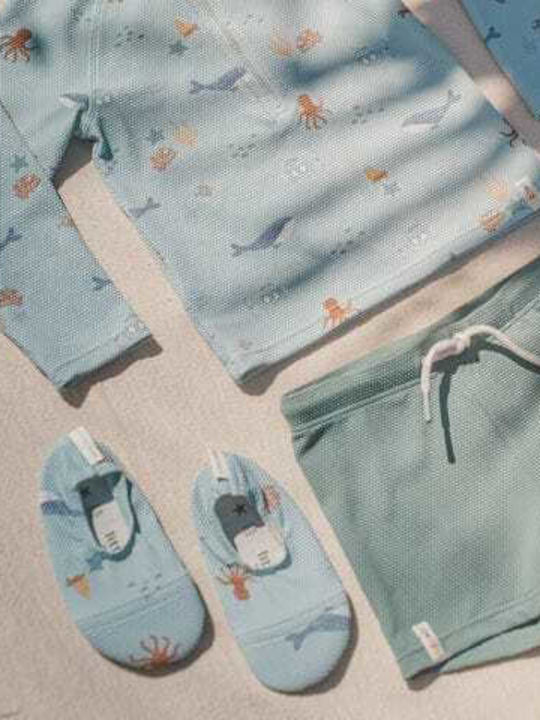 Little Dutch Kids Swim Shorts with Hat Ocean Green