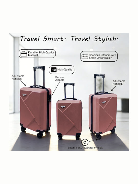Valize de Călătorie Sigure 20-24-28 Inch Dpink cu 4 Roți Set 3 Bucăți