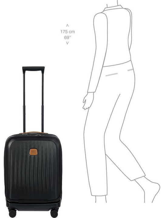 Bric's Milano Cabin Travel Suitcase Black with 4 Wheels Height 55cm