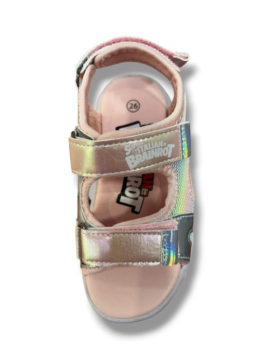Kids' Sandals Bio with Hoop & Loop Closure & Lights Pink