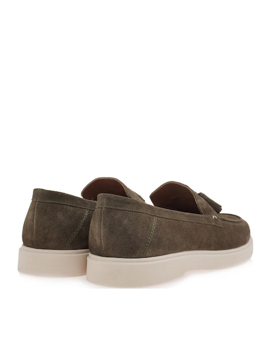 Suede Men's Loafers in Green Colour