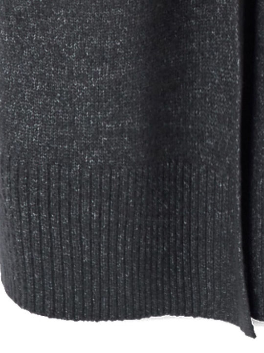 Long Women's Knitted Cardigan Dark Grey