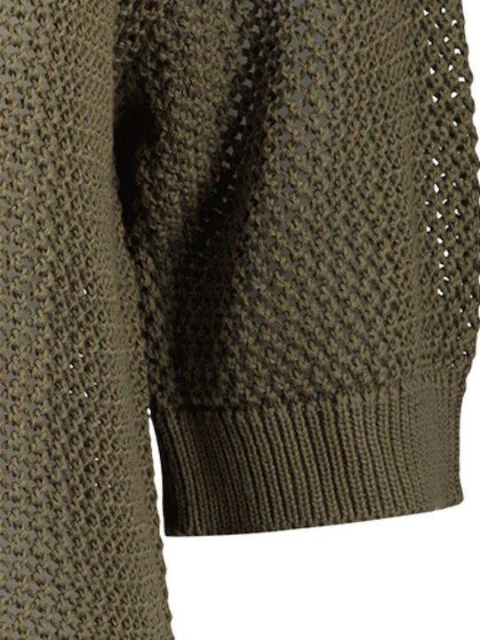 Gestrickte Damen Strickjacke mit Knöpfen Khaki