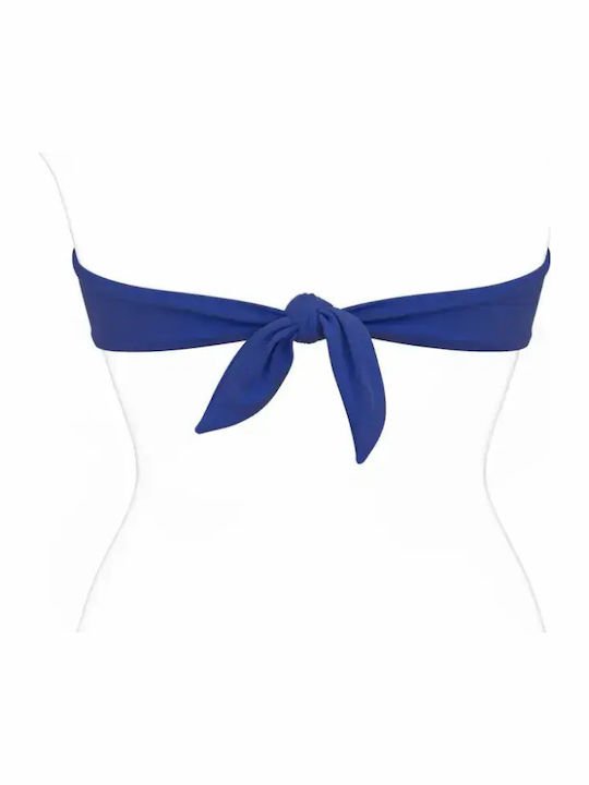 Top De Bikini Fără Bretele Cu Burete Albastru Ruar