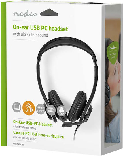 Nedis CHSTU310BK Ενσύρματα Over Ear Ακουστικά Μαύρα