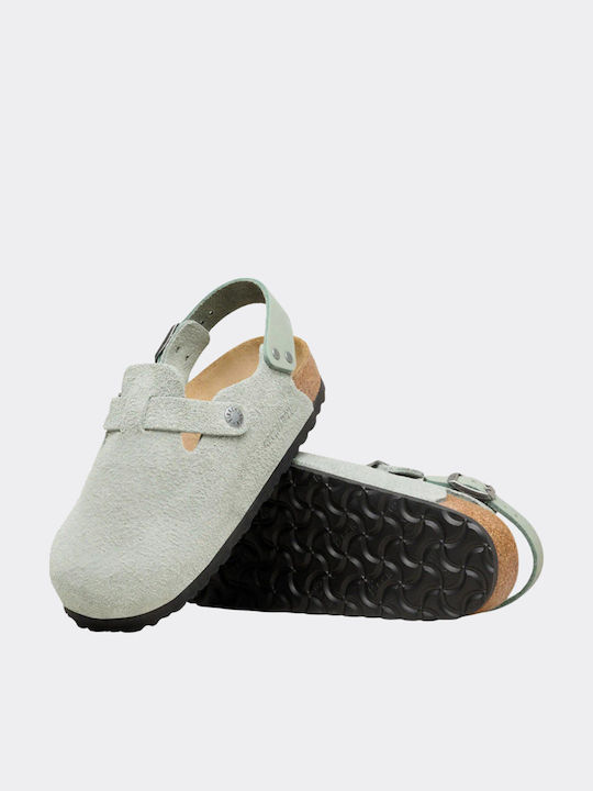 Birkenstock Tokio Γυναικεία Δερμάτινα Σαμπό Γκρι