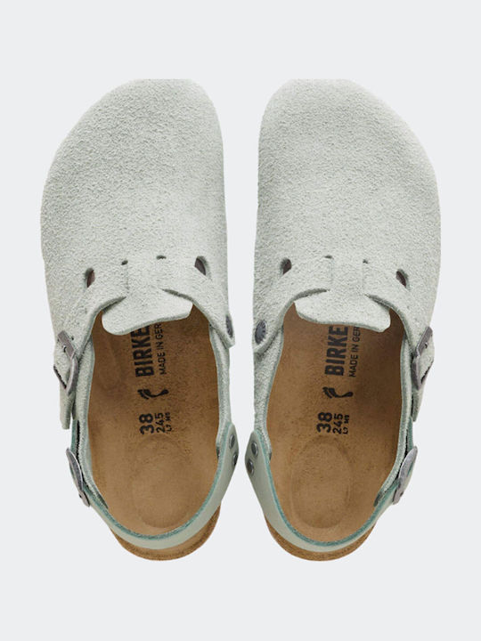 Birkenstock Tokio Γυναικεία Δερμάτινα Σαμπό Γκρι