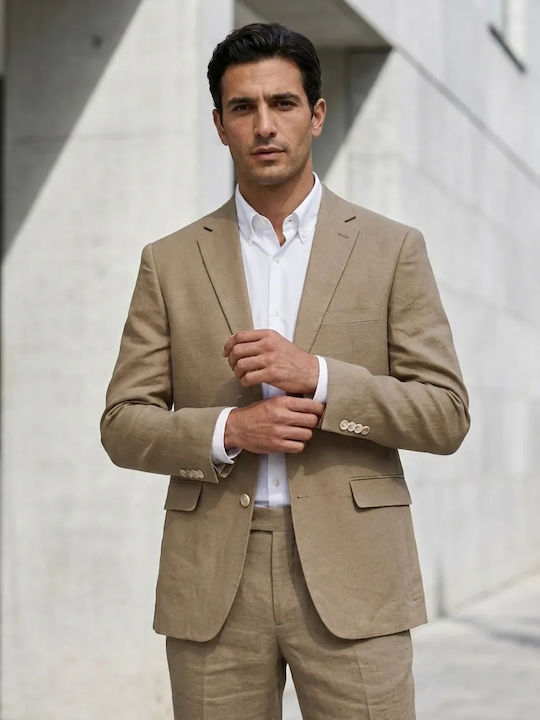 Summer Men's Suit Beige
