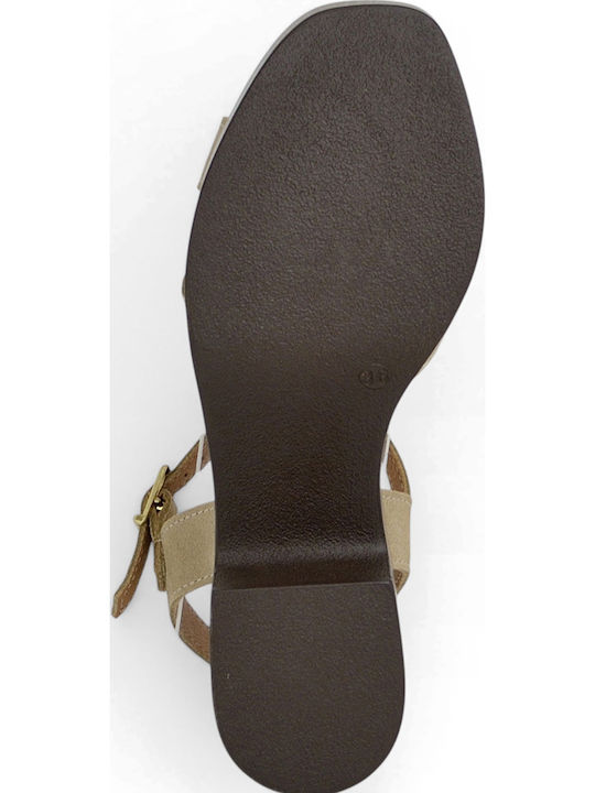 Damen Sandalen Aus Leder Beigen