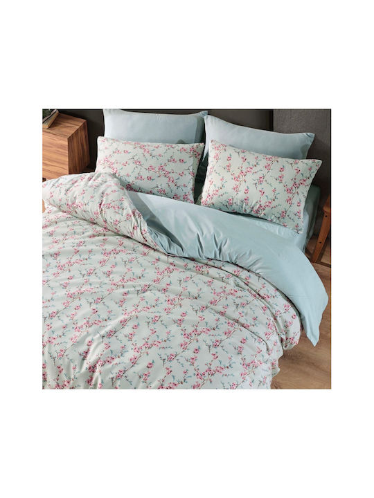 SteweHome Bed Sheets Set With 2 Pillowcases Double 200x220cm Green (3 Pieces)