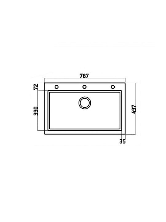 Sanitec 333 Classic Drop-In Kitchen Sink Inox L79xW50cm White