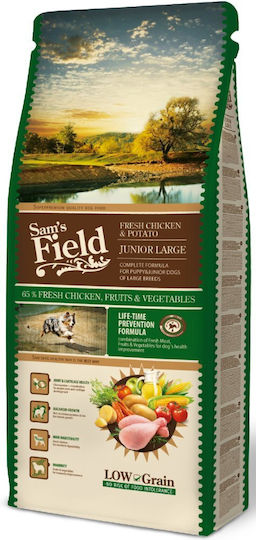 Sam's Field Junior Large 13kg Ξηρά Τροφή με Λίγα Σιτηρά για Κουτάβια Μεγαλόσωμων Φυλών με Κοτόπουλο και Πατάτες