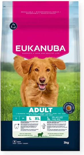 Eukanuba Adult Large Breed 12kg Ξηρά Τροφή χωρίς Γλουτένη για Ενήλικους Σκύλους Μεγαλόσωμων Φυλών με Ρύζι και Αρνί