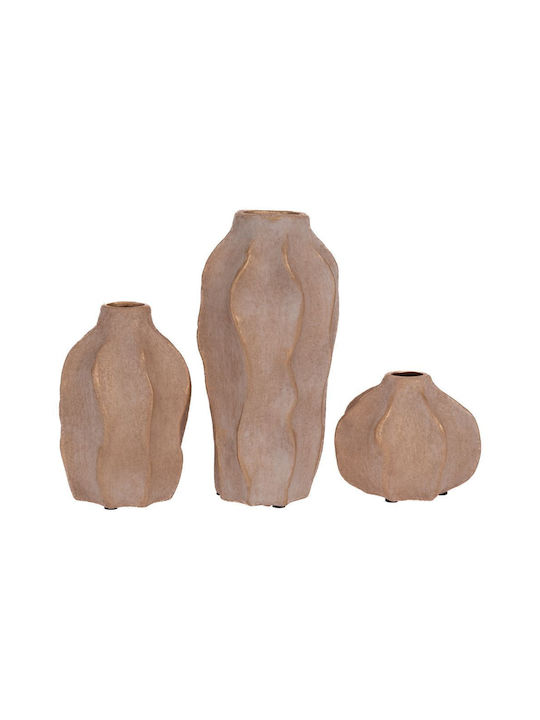 Iliadis Σετ Διακοσμητικα Βάζα Κεραμικά Μπεζ 10xΥ23cm