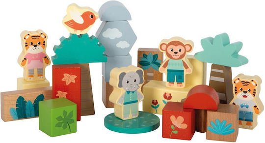 Small Foot Εκπαιδευτικά Τουβλάκια Jungle Friends Ξύλινα για 1+ Έτους 50τμχ