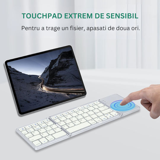DB-0023 Wireless Bluetooth Keyboard with Touchpad English US Silver