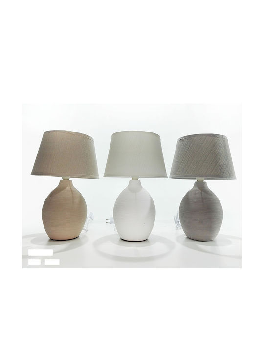 ArteLibre Ceramic Table Lamp for Socket E14 with Beige Shade and Base