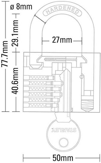 Stanley Ορειχάλκινο Λουκέτο Πέταλο με Κλειδί 50mm