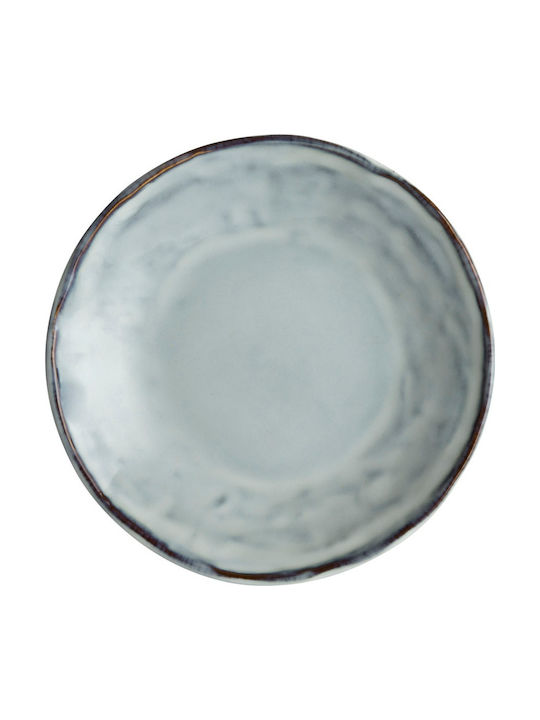 Dutch Rose Organic Shallow Ceramic Gray Plate with Diameter 17cm