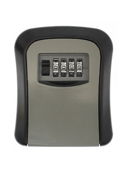 Wall-Mounted Combination Key Holder Metallic with Combination Dial 10 Hooks 9x4x12cm