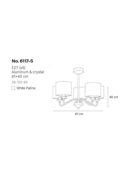 Inlight Candelabru 5xE27 Alb 6117-5