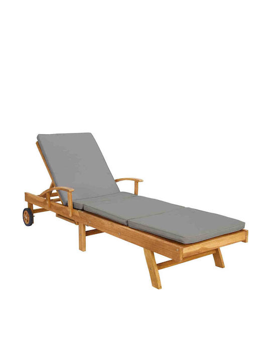 Hölzene Garten- und Pool-Liegestuhl mit Rädern Braune mit Tische 195x68x79cm