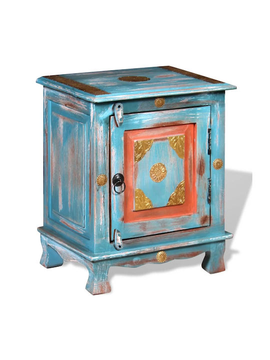 Bedside Table Made of Solid Blue Wood 40x30x50cm