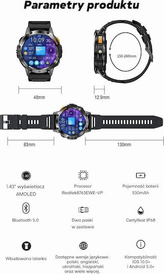Smartwatch Gravity Gt22-2 Czarny Gt22