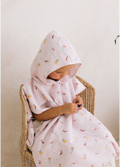 Beach Poncho Sun Protection Hood Mermaid Cats 4-7 Years Monneka