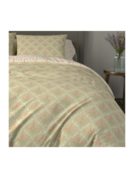 Charalambidis Textiles King Size Bed Sheet with Rubber Hugger 200x260cm Beige