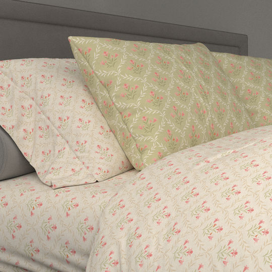 Charalambidis Textiles Σεντόνι Υπέρδιπλο με Λάστιχο 160x260εκ. Μπεζ