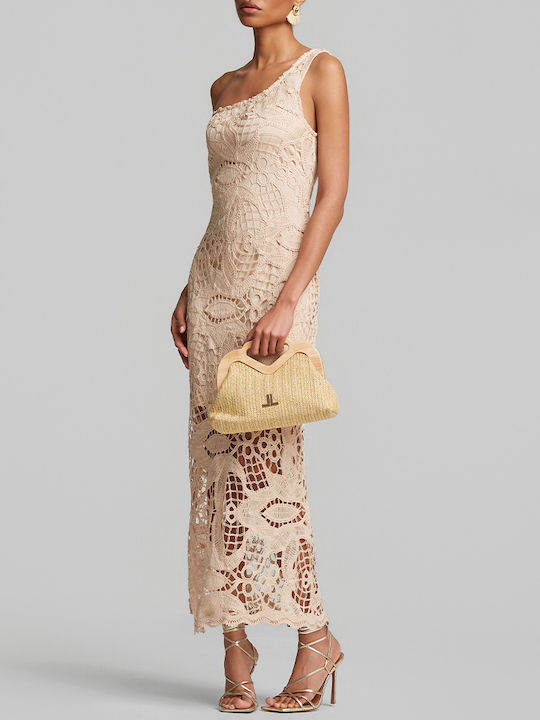Summer Maxi Dress for Wedding and Christening with Lace Natural