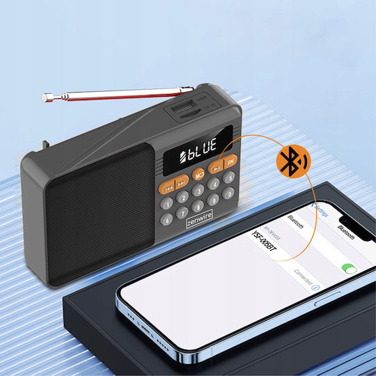 Zenwire 8743983 Φορητό Ραδιόφωνο Επαναφορτιζόμενο με Bluetooth και USB Μαύρο