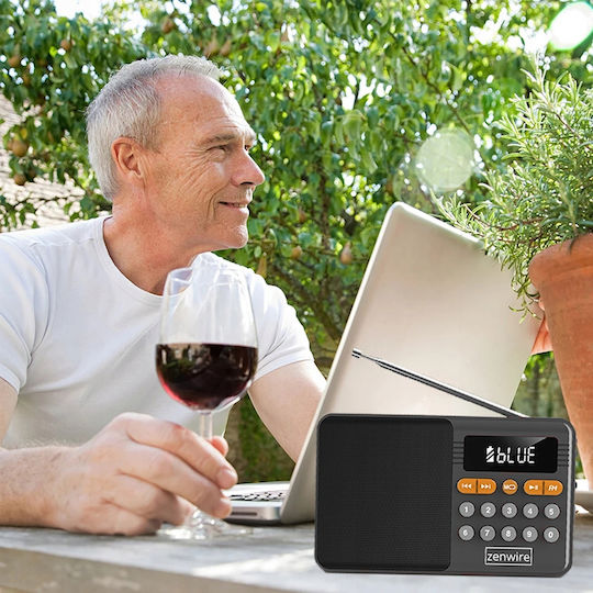 Zenwire 8743983 Φορητό Ραδιόφωνο Επαναφορτιζόμενο με Bluetooth και USB Μαύρο