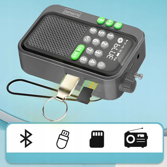 Zenwire Y1 Φορητό Ραδιόφωνο Επαναφορτιζόμενο με Bluetooth και USB Μαύρο