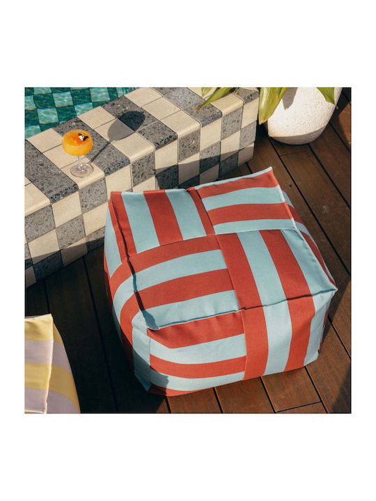 Pouf Hocker Wasserdicht Toffee Blau Streifen