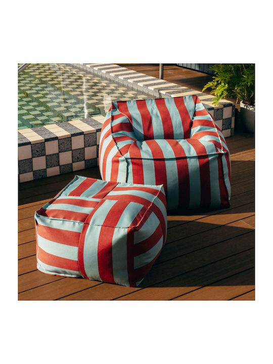 Pouf Hocker Wasserdicht Toffee Blau Streifen