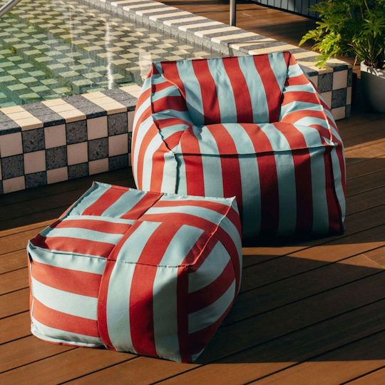 Bean Bag Stool Waterproof Toffee Blue Stripes