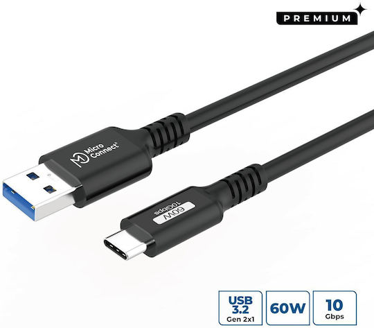 Microconnect USB 2.0 Cable USB-C Male - USB-A 60W PD Black 2m USB3.2AC2