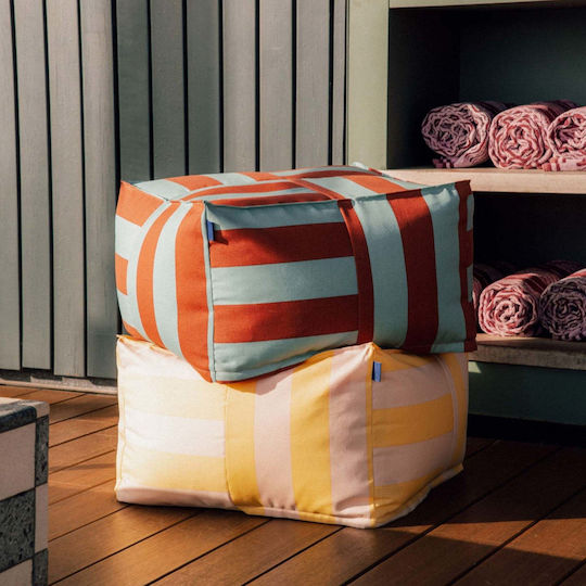 Bean Bag Stool Waterproof Toffee Blue Stripes
