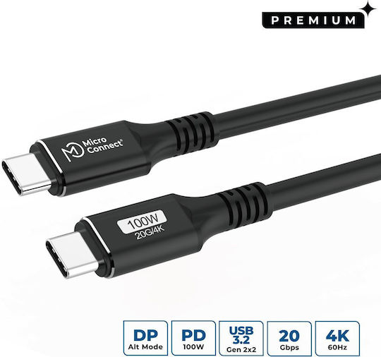 Microconnect USB 3.2 Video Kabel USB-C männlich - USB-C 100W PD Schwarz 2m USB3.2CC2