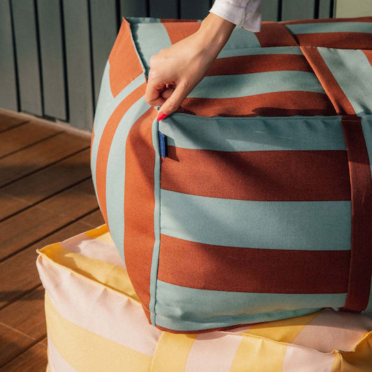 Bean Bag Stool Waterproof Toffee Blue Stripes