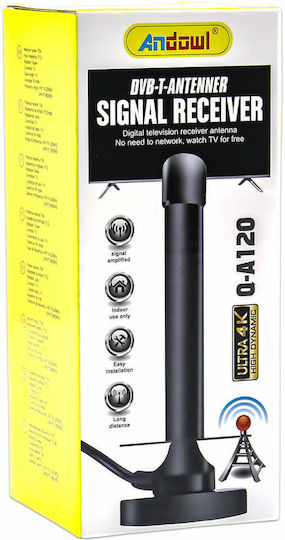 Andowl Q-A120 Indoor TV Antenna Does Not Require Power Black